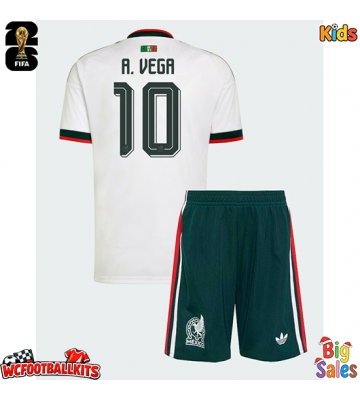 Mexico Alexis Vega #10 Replica Away Stadium Kit for Kids World Cup 2026 Short Sleeve (+ pants)